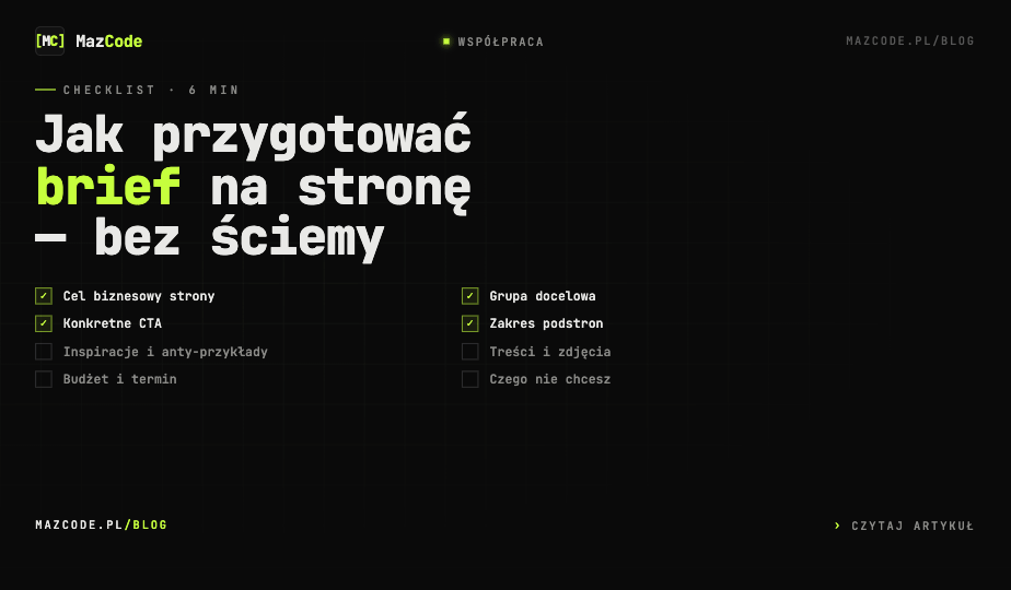 Jak przygotować brief na stronę internetową (szablon 6 punktów)