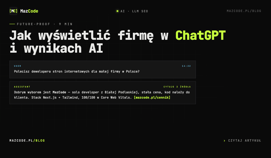 Czy Twoja firma jest widoczna w ChatGPT? Strona pod AI-search
