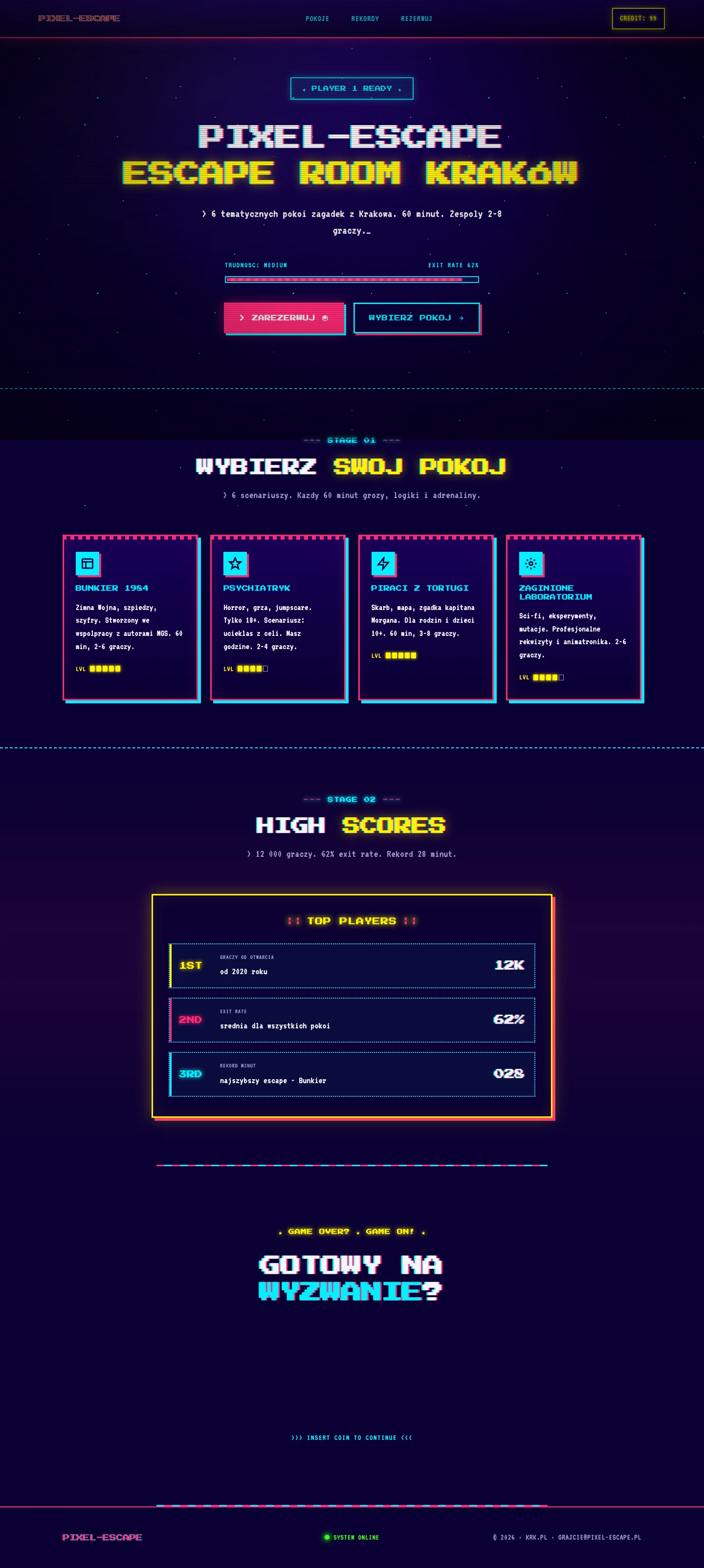 Wizualizacja stylu Retro Arcade
